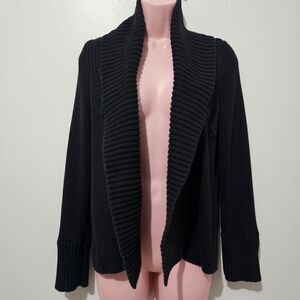 Calvin Klein Jeans - Cardigan Sweater Ribbed Wrap Knit - Size L -  Black
